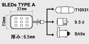 Luxer1(NT[) LED}`vvX 9LEDs TypeA